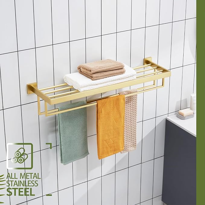 KOKOSIRI 32'' Towel Shelf Holder Bathroom Towel Rack - Image 5
