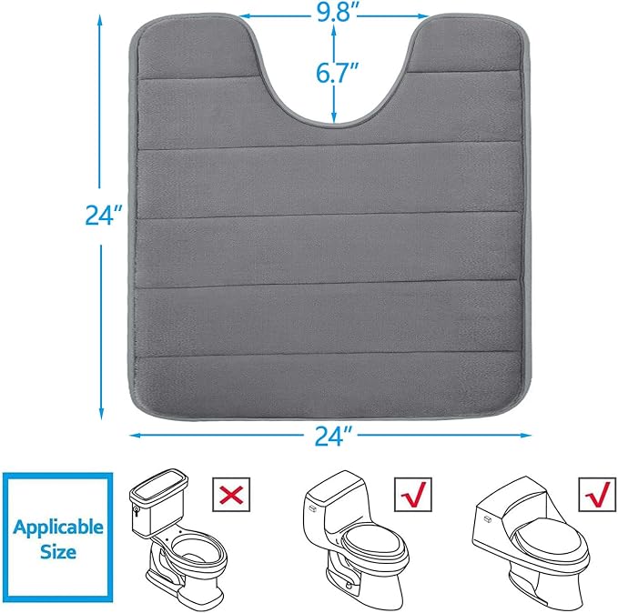 Buganda Memory Foam U-Shaped Contour Toilet Rugs, Non Slip Absorbent, Thick - Image 2