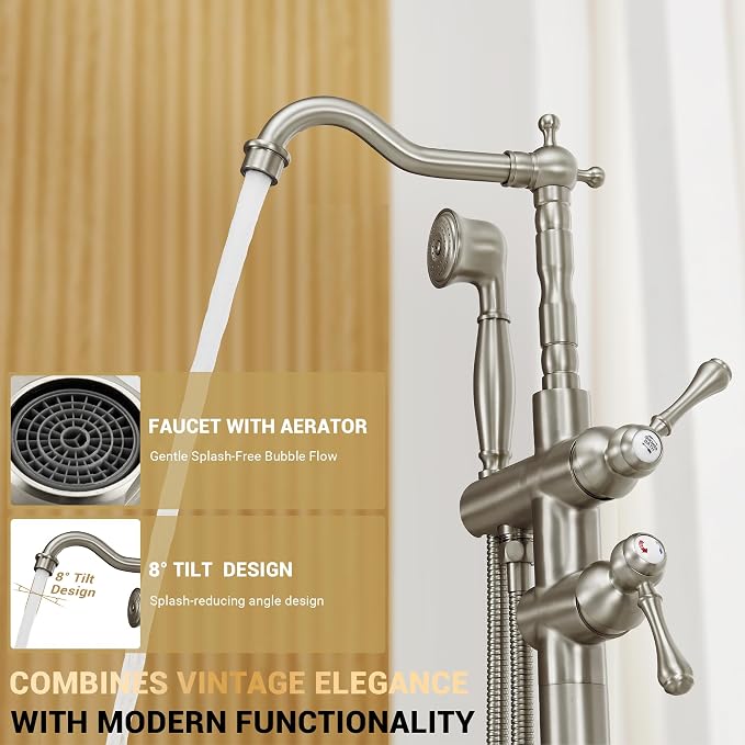 Freestanding Tub Faucet Sets, JetsBath Floor Mount BathTub Filler - Image 4