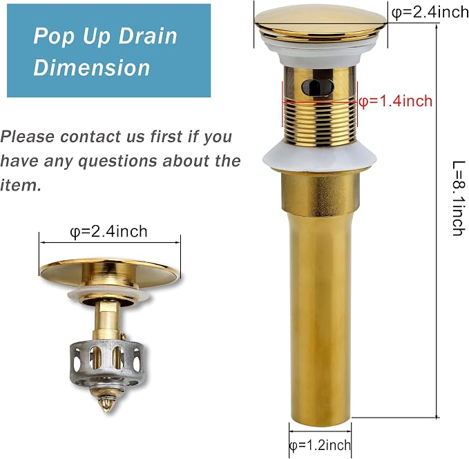 Bathroom Sink Drain, 5 Pack Gold Drain Stopper Bathroom Sink - Image 2