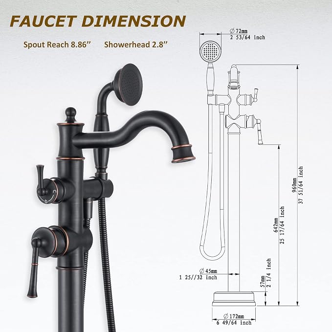 Freestanding Floor Mount Tub Filler - Image 4