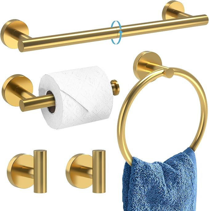 Brushed Gold Bathroom Accessories, Bathroom Hardware Set, SUS304 Stainless by DIYMyHome