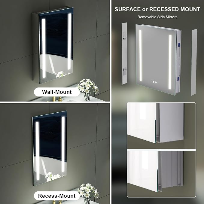 WELLFOR 20" X 30" LED Medicine Cabinet - Image 10