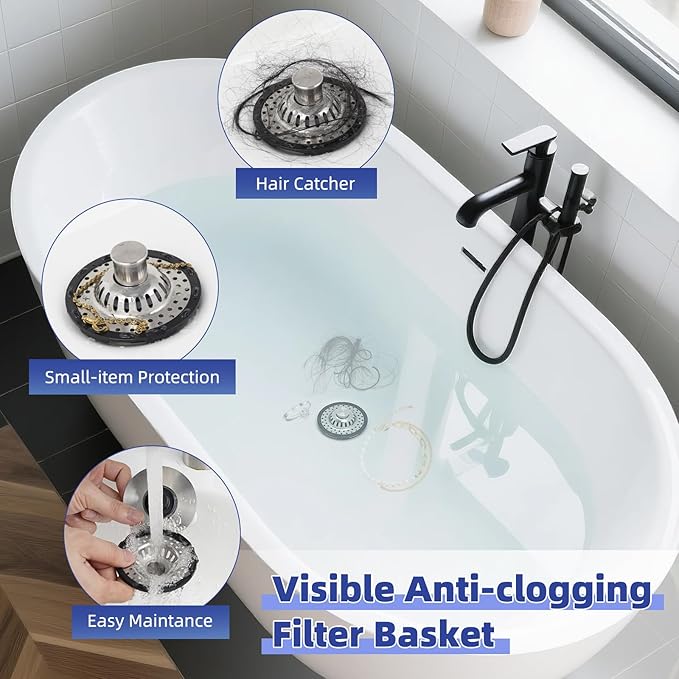 Metal 2 Pack Bathtub Drain Stopper - Image 2