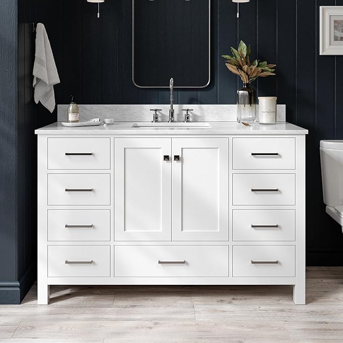 ARIEL 55" White Bathroom Vanity - Image 2