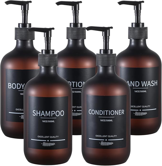 Refillable Matte Amber Plastic Shampoo and Conditioner Bottles, by MithrgrousLife