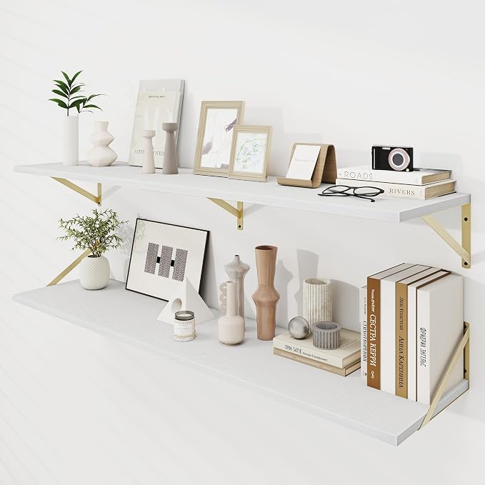 Floating Shelves for Wall, 12 Inch Deep Floating Shelves Set of 2, 55W x 12D by Dreamland