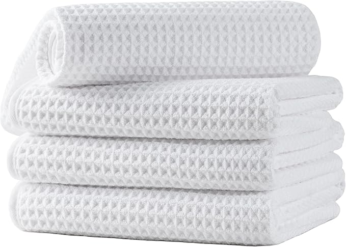 Microfiber Waffle Hand Towels, 4 Pieces, Fast Drying, Lint Free by Unknown