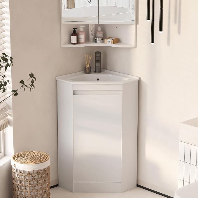 24"Corner Bathroom Vanity Sink Combo by Mepplzian