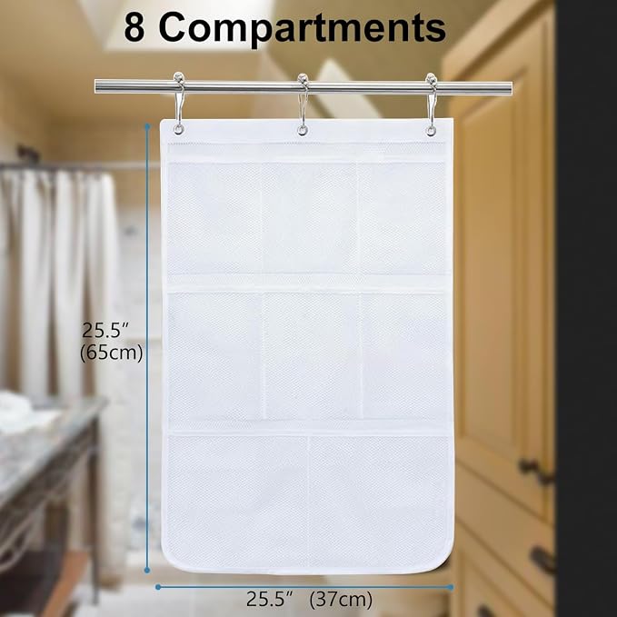 Bathroom Hanging Shower Organizer, 8 Pockets Mesh Shower Caddy - Image 2