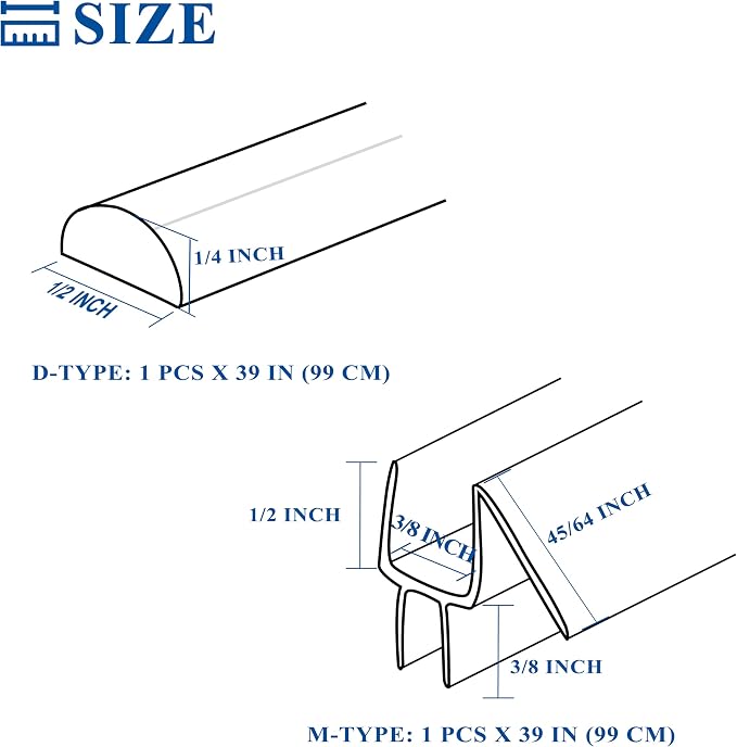 Frameless Shower Door Seal Strip 2 Pack x 39 Inch MD Glass Shower Door Bottom - Image 3