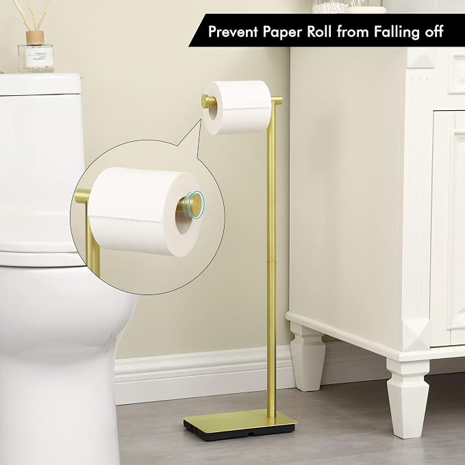 KES Gold Toilet Paper Holder Free Standing 26.2 Inch Toilet Paper Roll Holder - Image 8