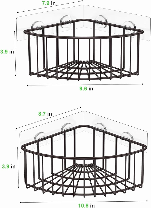 SMARTAKE 2-Pack Corner Shower Caddy Deep Basket Design, SUS304 Stainless Steel - Image 4