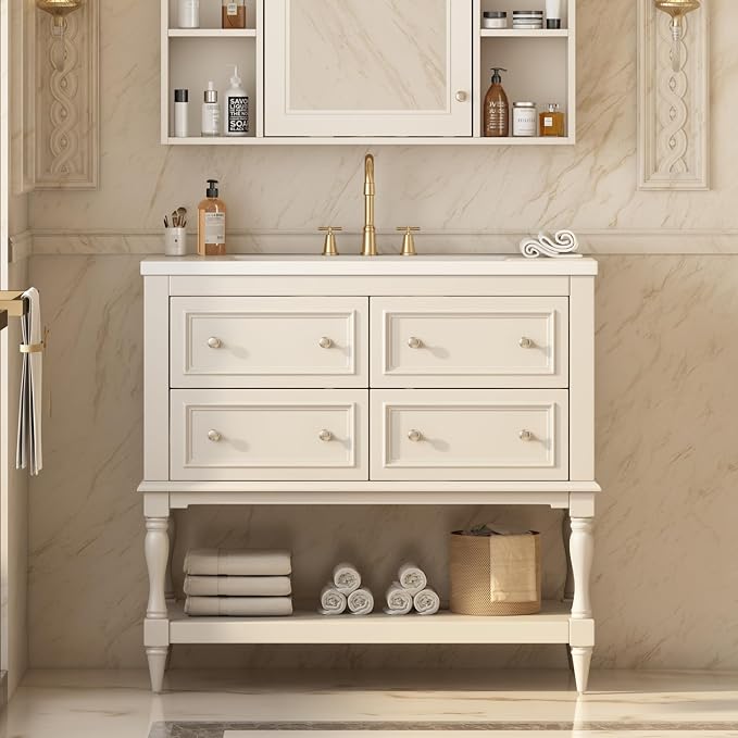 36 Inch Beige Bathroom Vanity by THINK30
