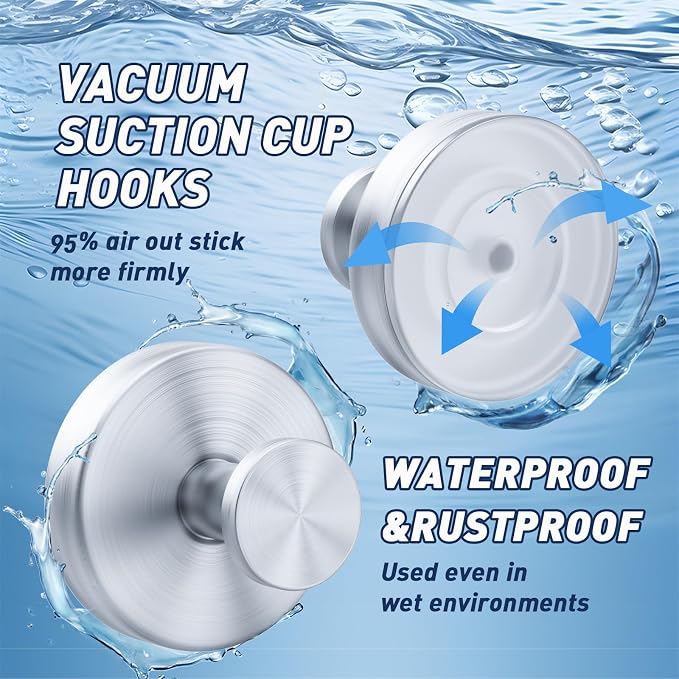 Suction Cup Hooks for Shower, Removable Suction Hooks for Bathroom Shower Wall - Image 6