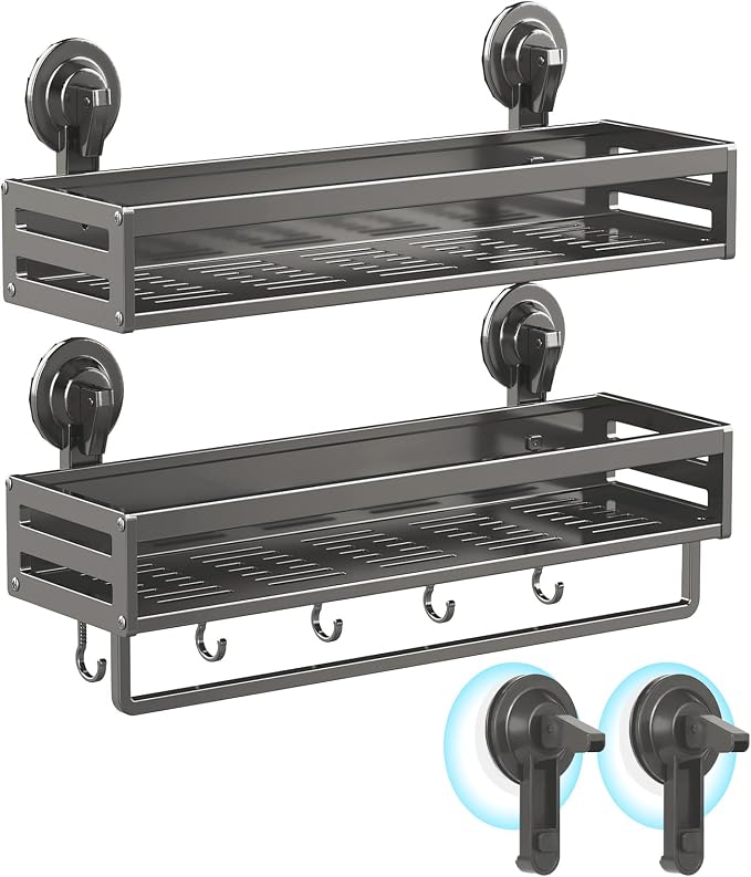 Shower Caddy Suction Cup, 15.8 inch 2 Pack Suction Shower Shelf by CIBOTIES