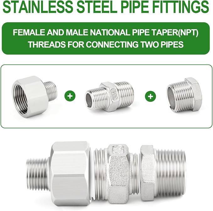 TAISHER 5PCS 304 Stainless Steel Pipe Fitting, 1/2" NPT Male x 1" NPT Female - Image 6