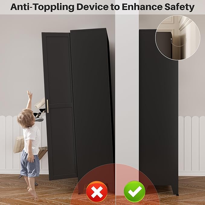 Metal Pantry Cabinet with 2 Doors and Adjustable Shelves - Image 7