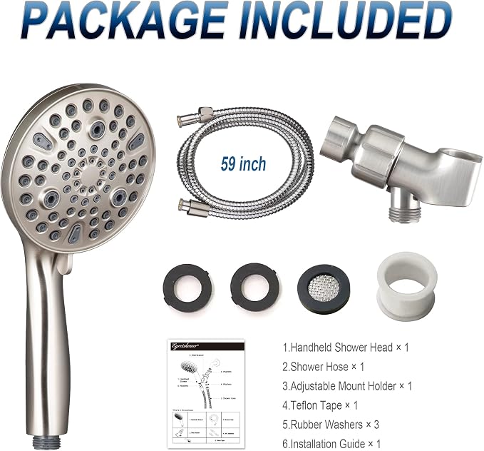 High Pressure Handheld Shower Head, 10-Setting Showerhead, 4.7”Detachable - Image 6