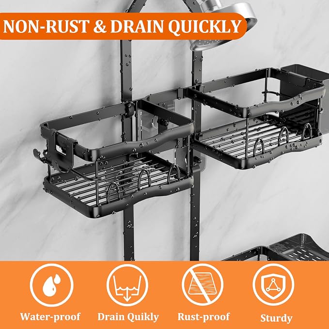Shower Caddy Hanging Shower Head, Rustproof Hanging Shower Caddy Over - Image 2