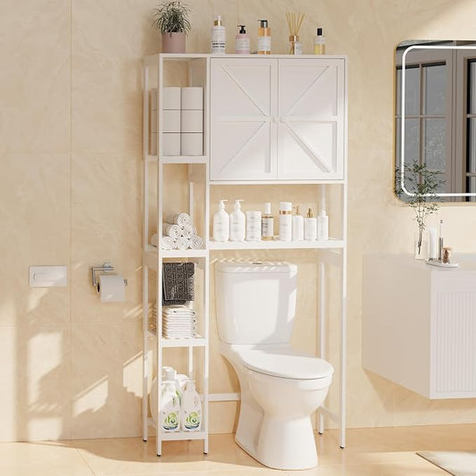 Bamboo Over The Toilet Storage, Above Toilet Organizer Storage Shelf, Tall by WisuceHome
