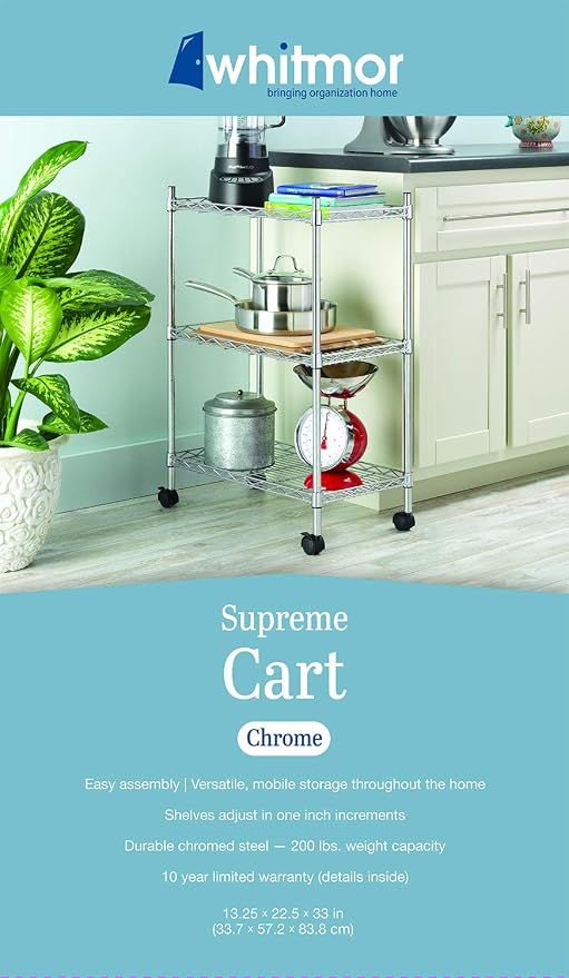Whitmor Rolling 3 Shelf Cart - Image 7