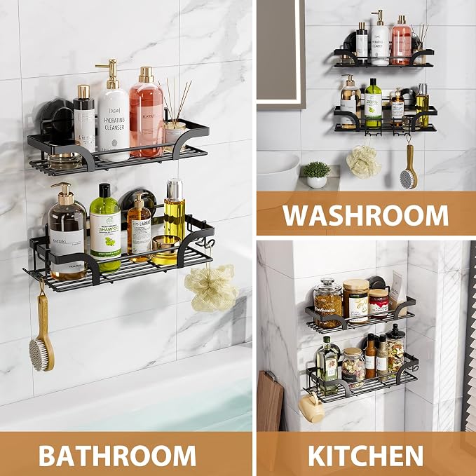 LEVERLOC 2 Pack Shower Caddy Suction Cup, Shower Shelves - Image 2