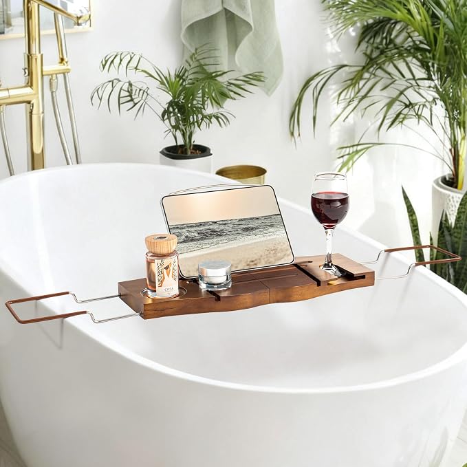 Teak Bathtub Tray Expandable Bathroom Tray - Image 5