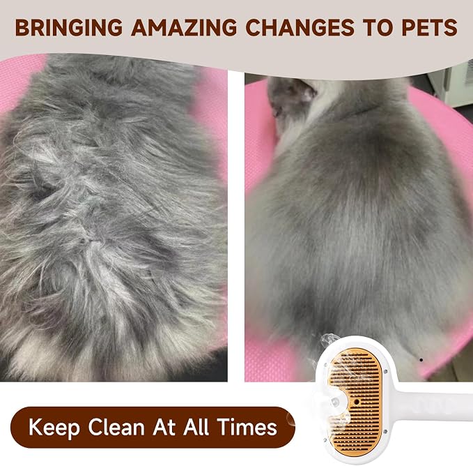 Pet Steam Brush for Dog & Cat – 3-in-1 Spray Hair Removal Comb for Shedding & - Image 7