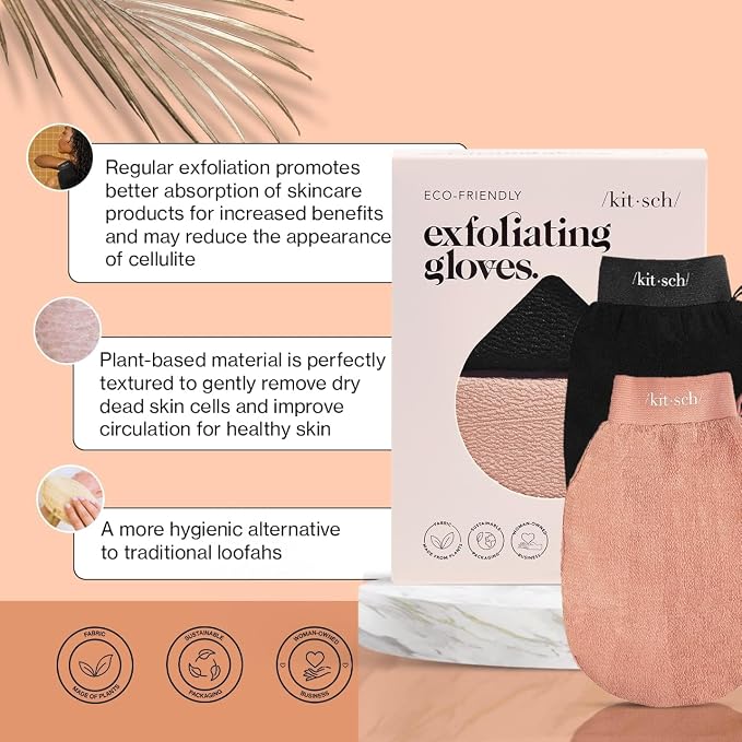 Kitsch Exfoliating Gloves 2pc – Korean Exfoliating Mitt & Deep Exfoliating Body - Image 3