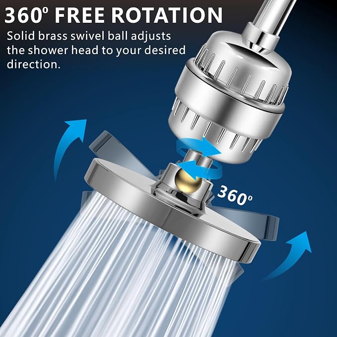 Voolan Filtered Shower Head Set, High Pressure Rain Shower - Image 4