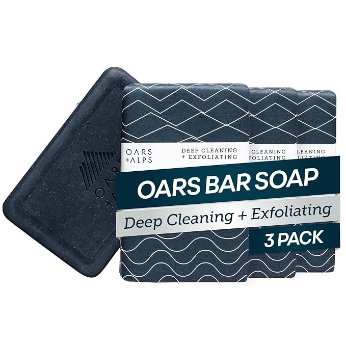 Oars + Alps Blue Charcoal Exfoliating Men's Bar Soap, Made by OarsAlps