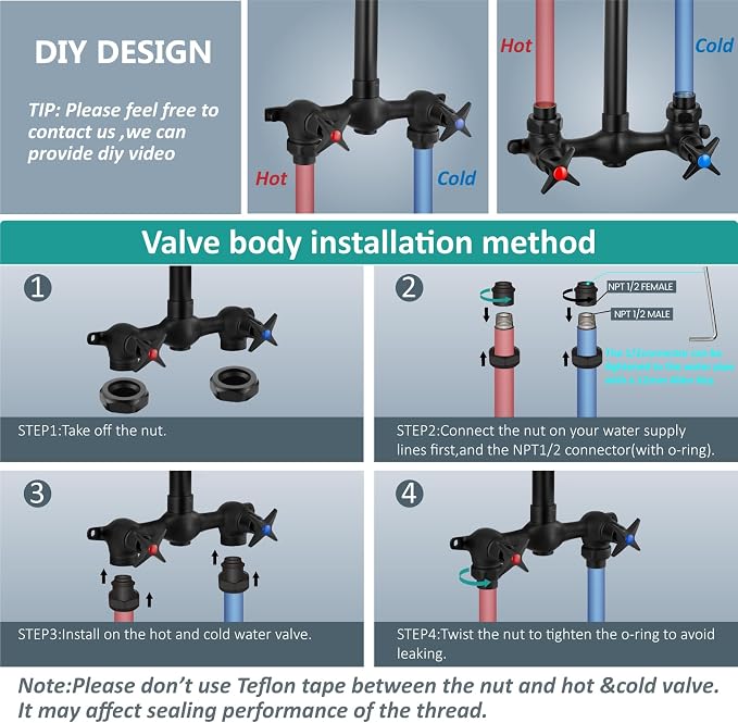 Aolemi Outdoor Shower Kit Fixtures 6 Inch Center - Image 9