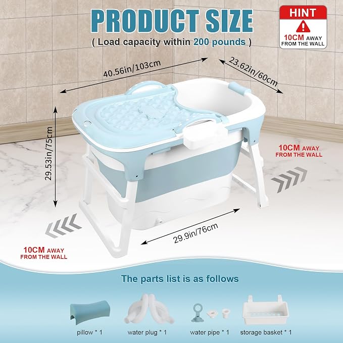 Foldable Bathtub for Adults, Portable Bathtub for Shower, Effortless - Image 2