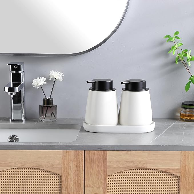 2 Pack White Round Soap Dispenser Tray - Image 5