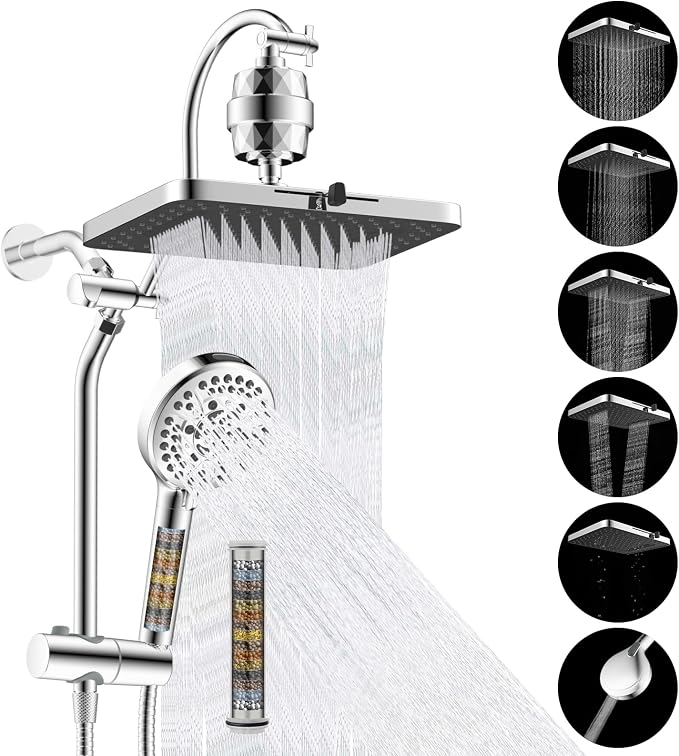 Hibbent 5-spray Filtered Rainfall Shower Head Combo, High Pressure 13'' by Hibbent