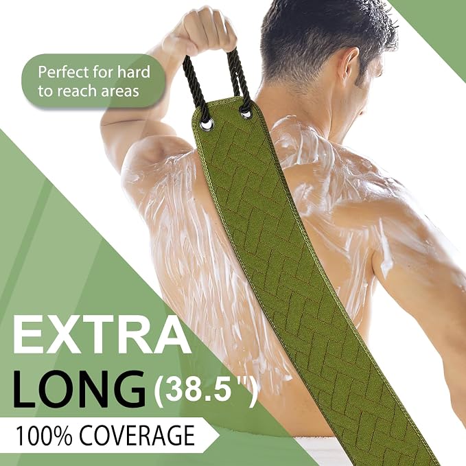 Exfoliating Back Scrubber with Upgraded Handles, 38.5 Inch Double-Sided Body - Image 3