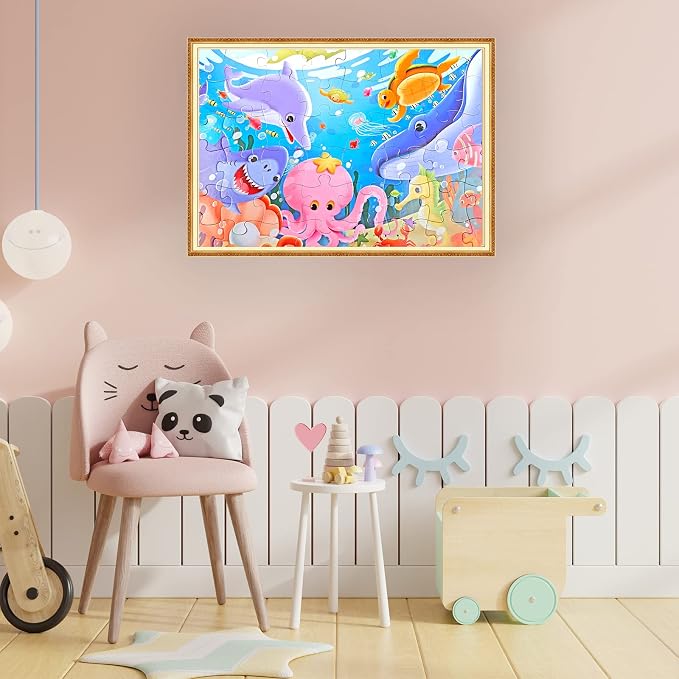 Jumbo Floor Puzzle for Kids Underwater Jigsaw Large Puzzles 48 Piece for - Image 9