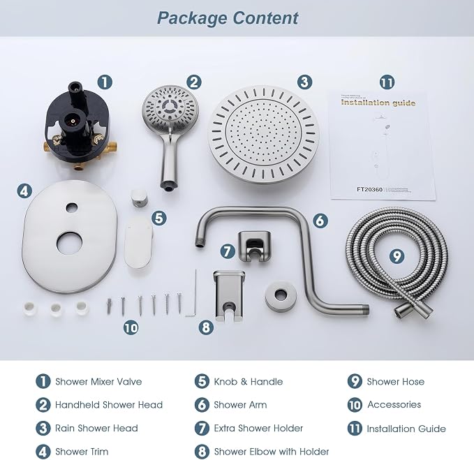 BRIGHT SHOWERS Shower Faucet Set, Shower System - Image 8