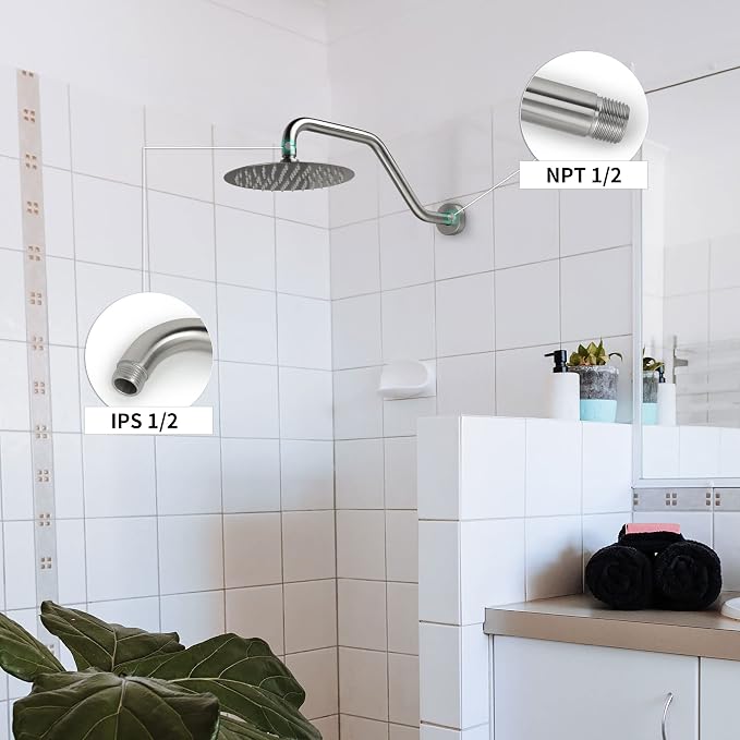 Shower Head Extension Arm, 15.5 Inch Shower Arm Extension Replacement, - Image 4