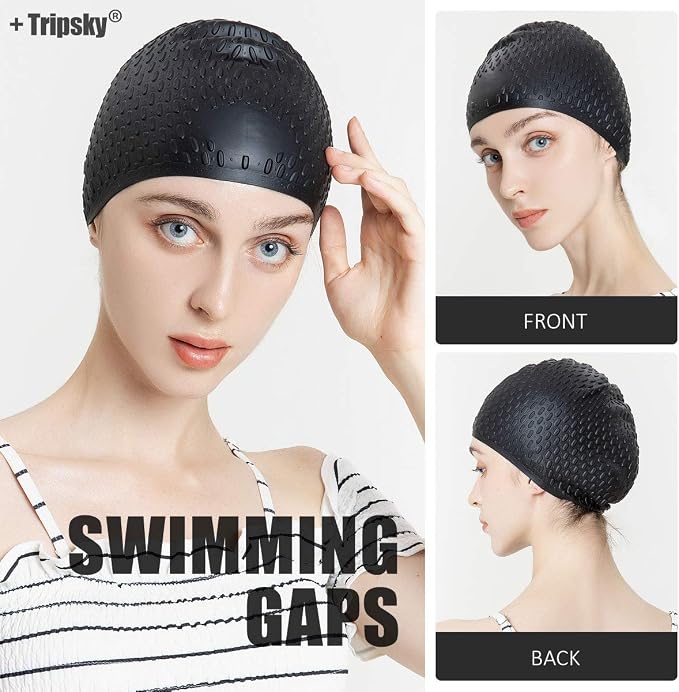 Tripsky Silicone Swim Cap, Comfortable Bathing Cap Ideal - Image 7