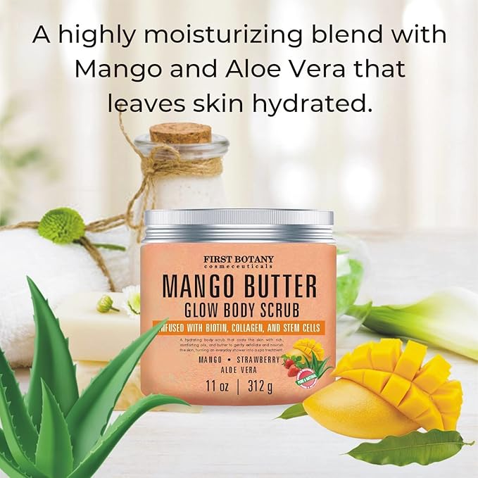 Mango Butter Body Scrub Exfoliator Biotin, Stem Cells - Image 6