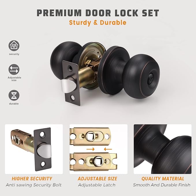 KNOBWELL 8 Pack Oil Rubbed Bronze Door Knobs - Image 4
