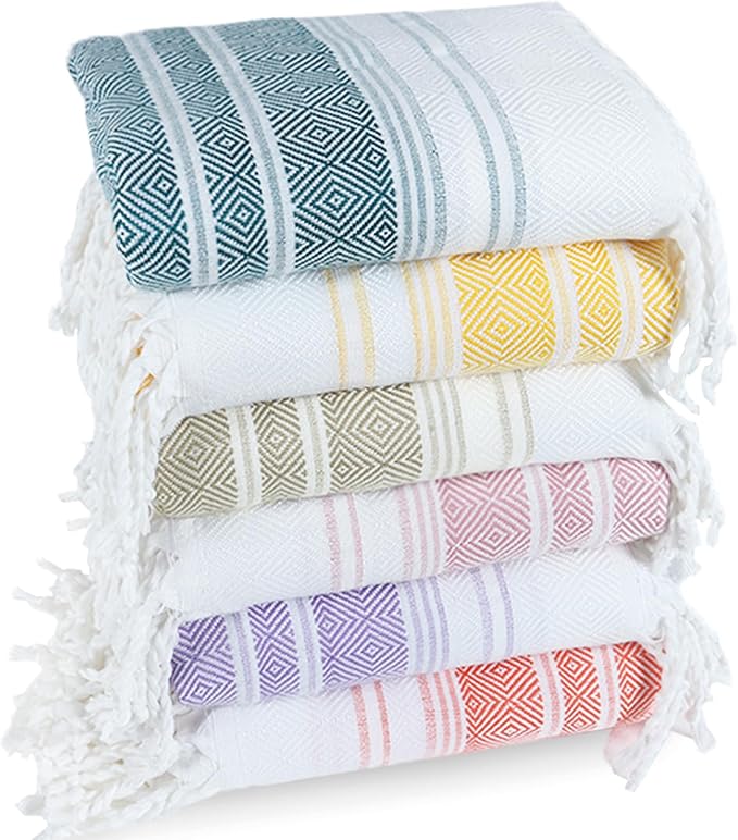 6 Pack Cotton Turkish Beach Towel Lightweight Thin Travel Vacation Essentials by Unknown