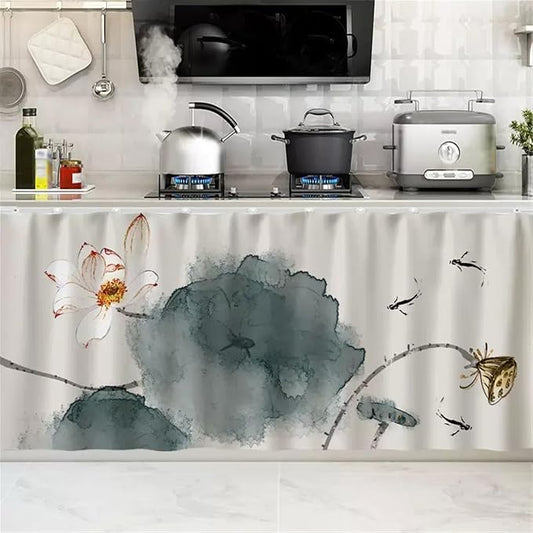SK Studio Short Curtains for Kitchen, Cabinet Shelf Dust-Proof Blackout Tier by SK+Studio