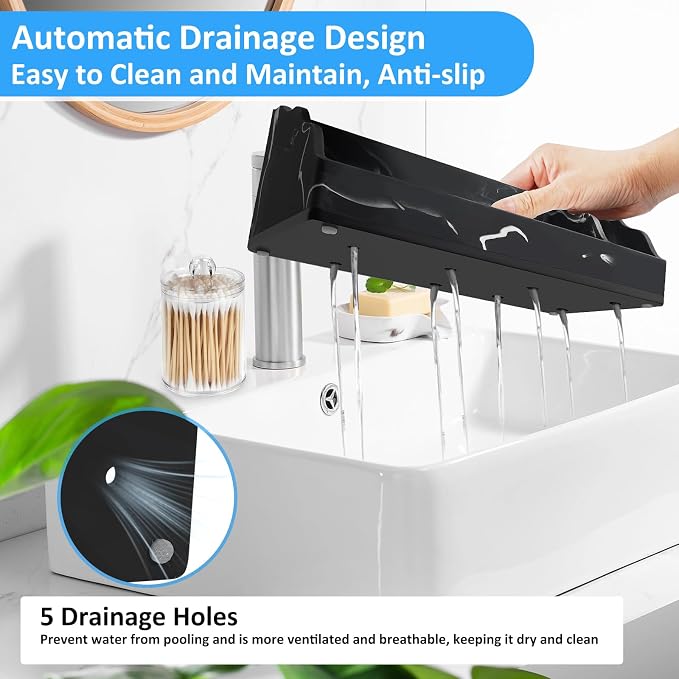 Marble Bathroom Countertop Organizer, Toothbrush and Toothpaste Holder - Image 7