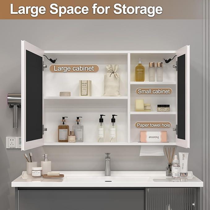 35"x24" Medicine Cabinet with Lights, LED Lighted Medicine Cabinet with Mirror - Image 5