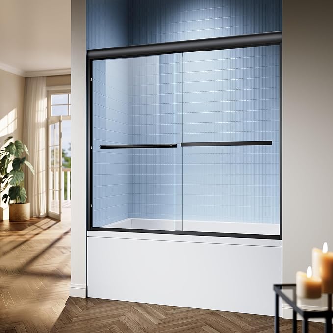 56-60″x 58″ Semi-Frameless Sliding Bathtub Shower Door, 1/4" Tempered Glass by AquivaCoast