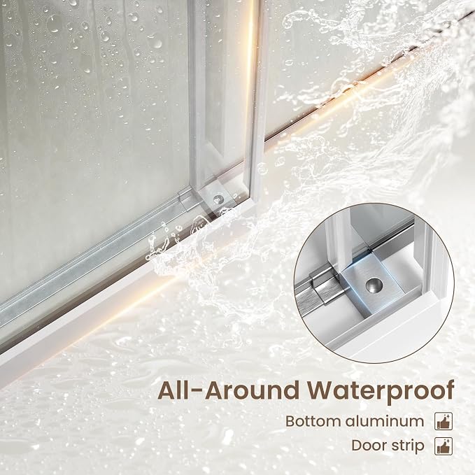 Bathbliss Glass Shower Door 44"-48" Wx76 H, Frameless Sliding Glass Door - Image 3