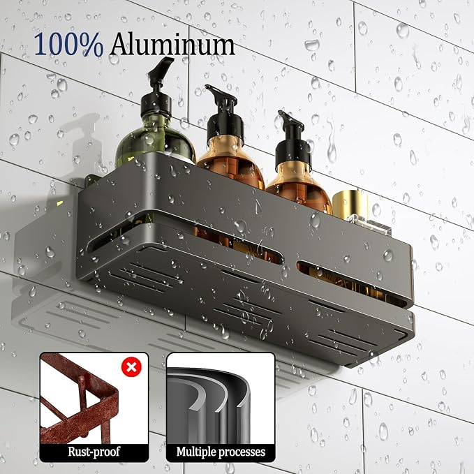 Shower Caddy, Heavy-Duty Bathroom Storage Shelf, Large Capacity No-Drill - Image 4